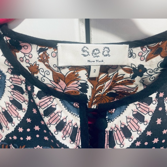 Sea New York Gemma Long Sleeve Mini Peasant Dress, Size 2 - Picture 6 of 9